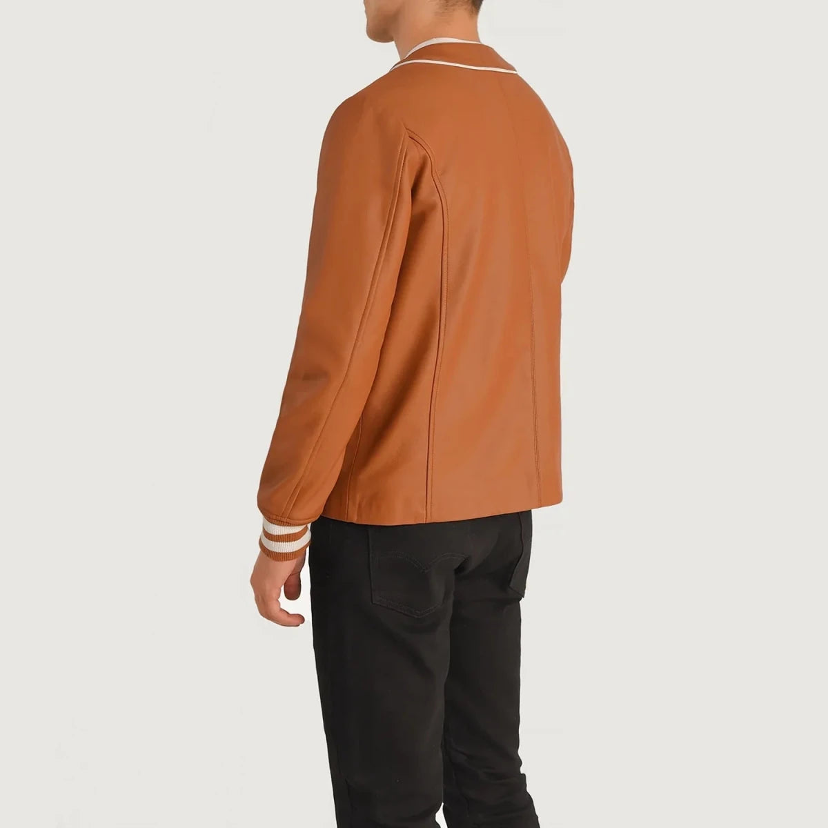 Willis Tan Brown Leather Varsity Jacket - Vox Leather
