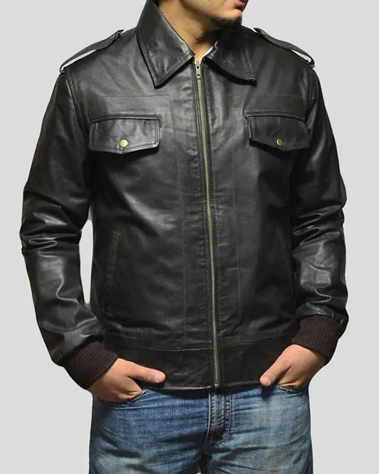 Willy Black Bomber Leather Jacket - Vox Leather