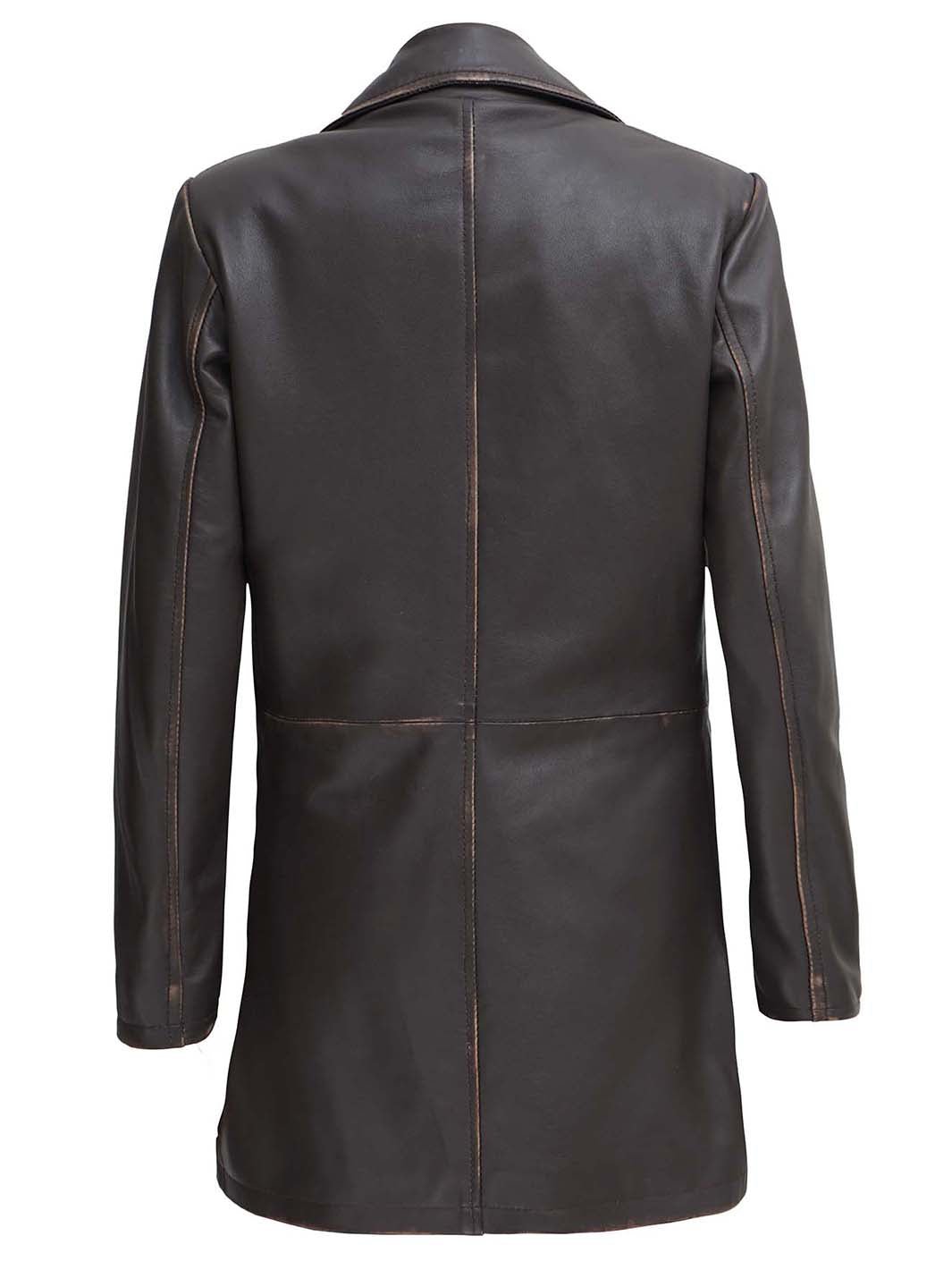 Winchester Women's Distressed Dark Brown Leather Coat - Rare Leather