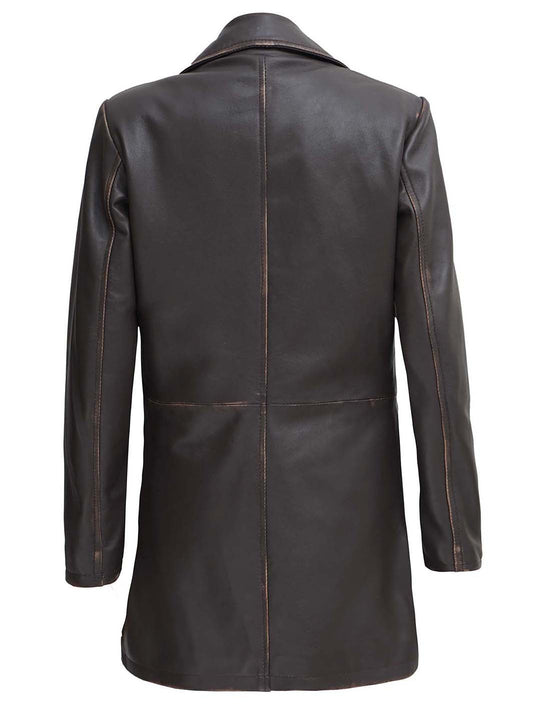 Winchester Women's Distressed Dark Brown Leather Coat - Rare Leather
