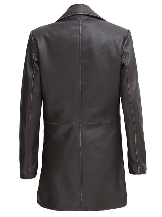 Winchester Women's Distressed Dark Brown Leather Coat - Vox Leather