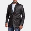 Wine Black Leather Blazer - Rare Leather