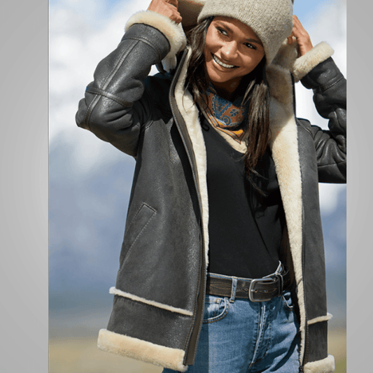Women B3 Flying RAF Aviator Real Fur Leather Bomber Jacket - Vox Leather