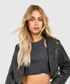 Women distressed cropped leather jacket - Rare Leather