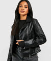 Women Durable Black Biker Leather Jacket - Rare Leather