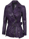 Women Purple Asymmetrical Leather Biker Jacket Women - Rare Leather