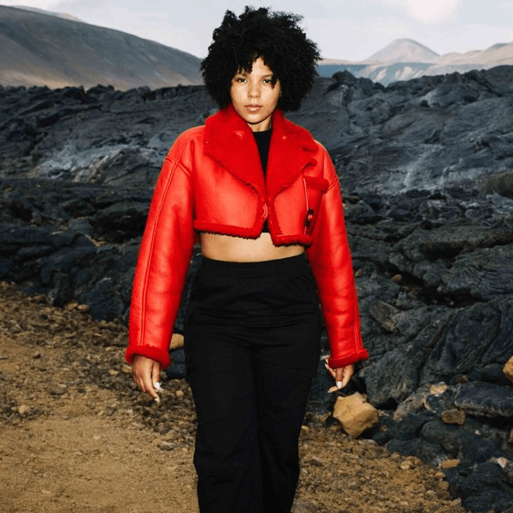 Women Red Pilot Aviator Flight B3 Bomber Faux Fur Shearling Real Sheepskin Leather Jacket - Rare Leather