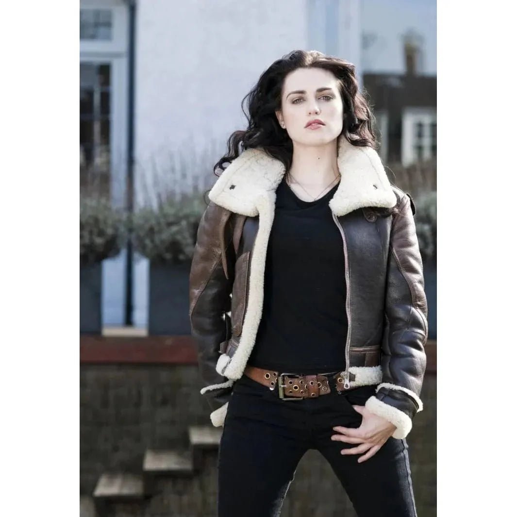 Women Unique 2 Brown Shade B3 Shearling Jacket - Vox Leather
