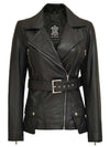 Women's Asymmetrical Black Leather Jacket - Rare Leather