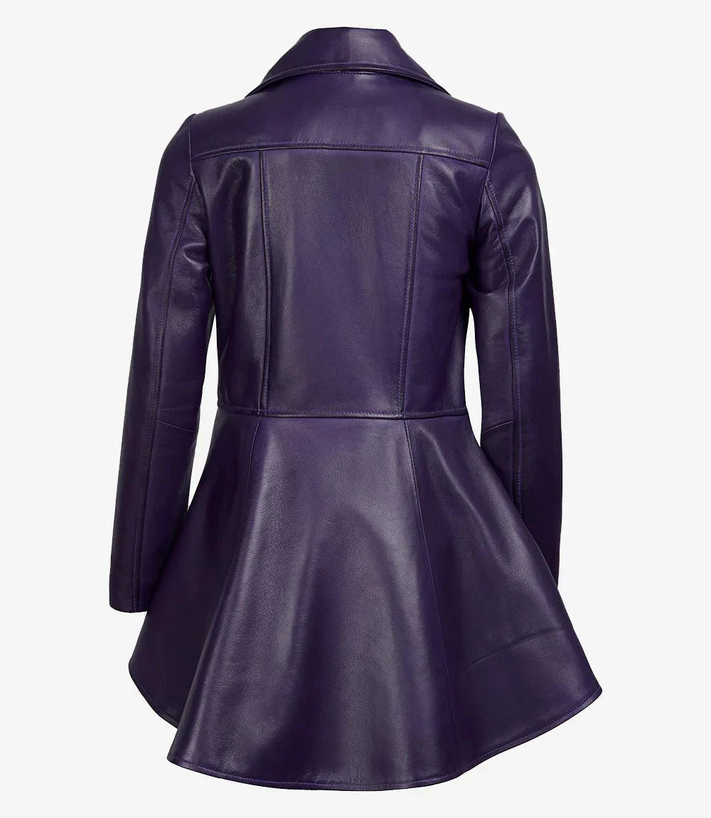 Women's Asymmetrical Purple Peplum Leather Jacket - Rare Leather