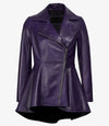 Women's Asymmetrical Purple Peplum Leather Jacket - Rare Leather