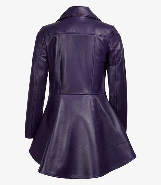 Women's Asymmetrical Purple Peplum Leather Jacket - Vox Leather