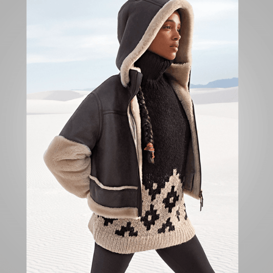 Womens Aviator Bomber Leather Jacket With Fur - Vox Leather