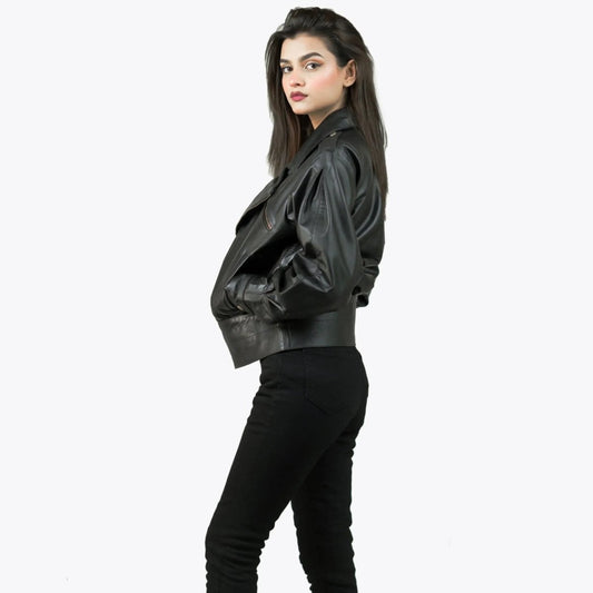 Women’s Biker Black Leather Jacket - Vox Leather