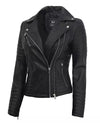 Women's Black Asymmetrical Biker Leather Jacket - Rare Leather