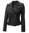 Womens Black Asymmetrical Biker Leather Jacket - Rare Leather