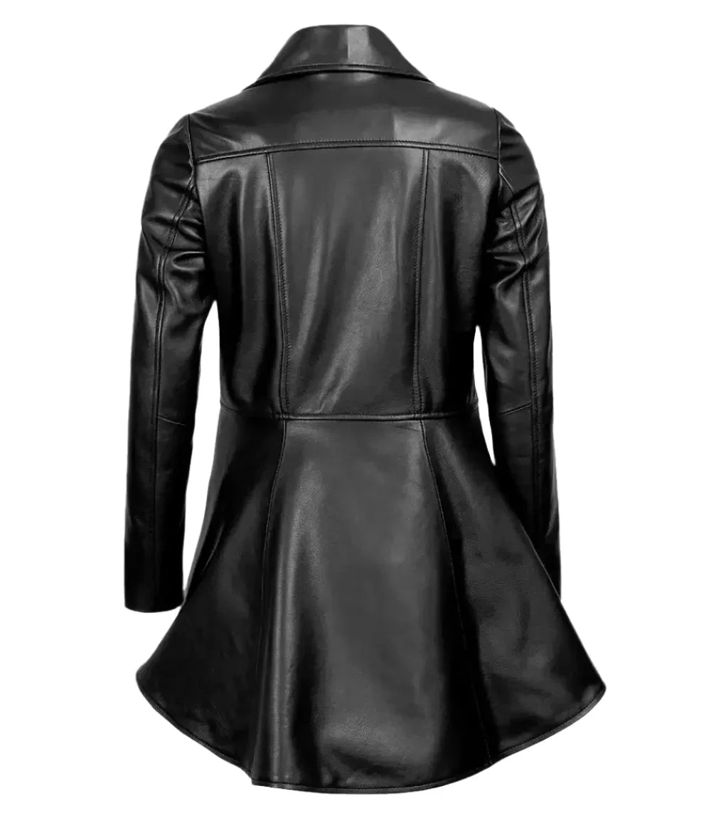 Womens Black Asymmetrical Peplum Leather Jacket - Rare Leather
