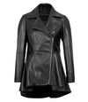 Womens Black Asymmetrical Peplum Leather Jacket - Rare Leather