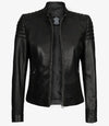 Women's Black Cafe Racer Leather Jacket - Rare Leather