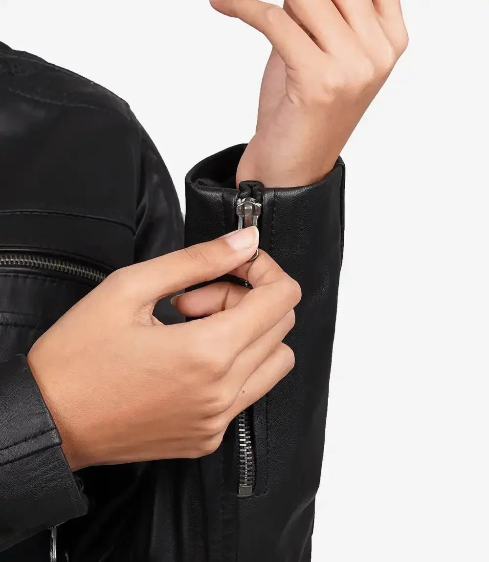Women's Black Cafe Racer Leather Jacket - Vox Leather