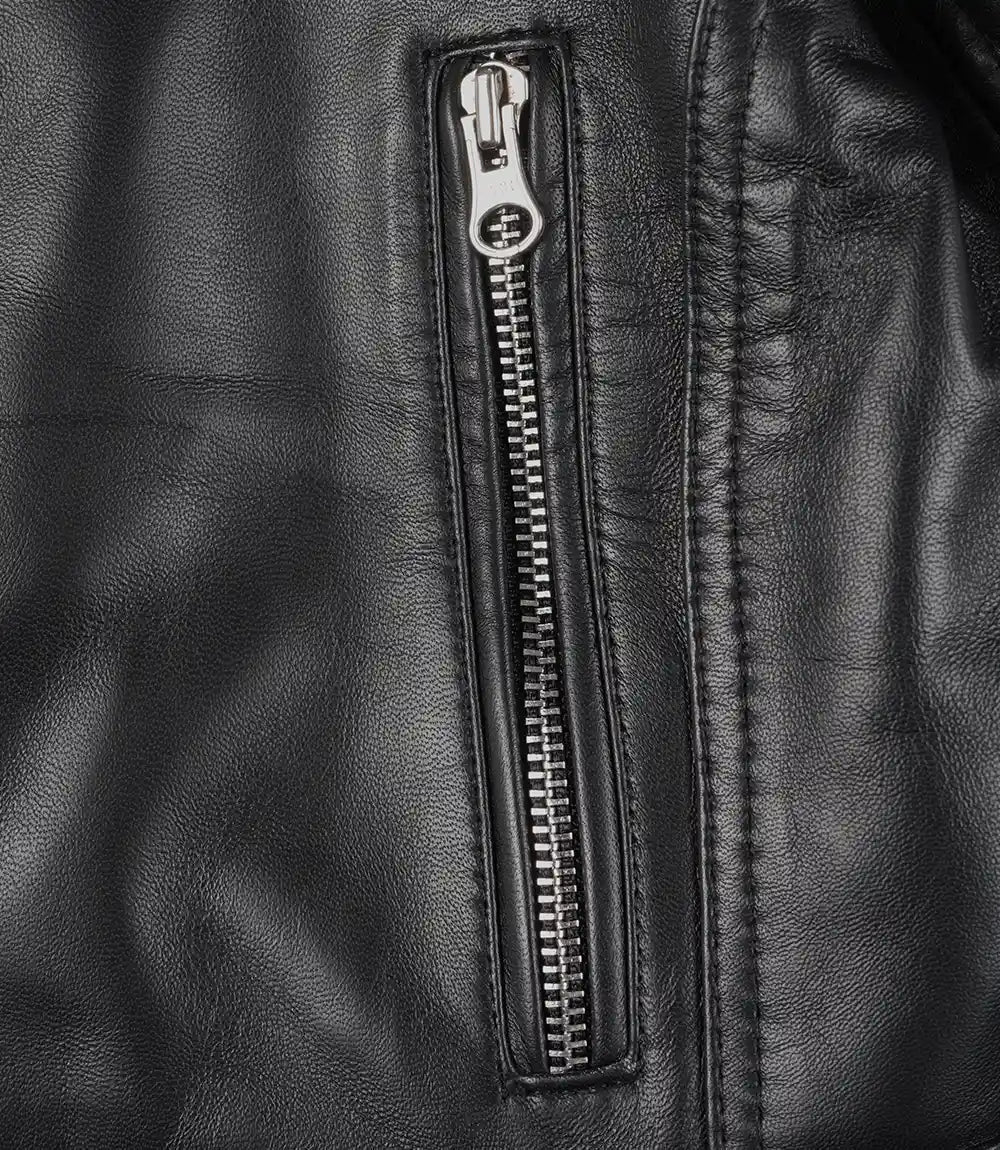 Women's Black Cropped Leather Moto Jacket - Rare Leather