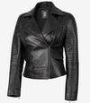 Women's Black Leather Moto Style Jacket - Rare Leather