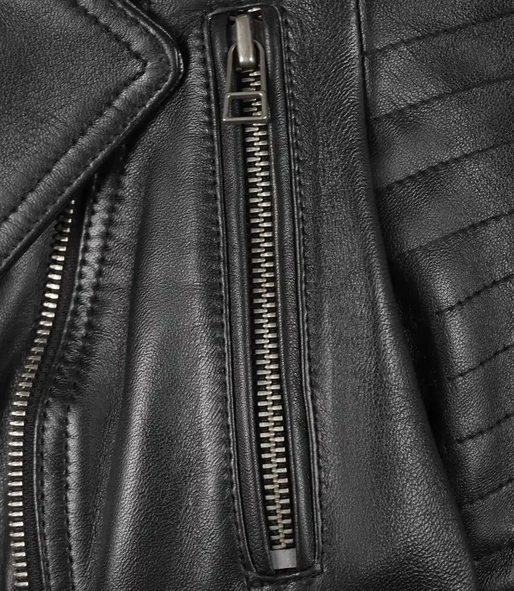 Women's Black Leather Moto Style Jacket - Vox Leather