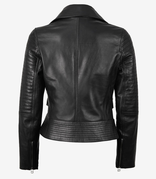Women's Black Leather Moto Style Jacket - Vox Leather