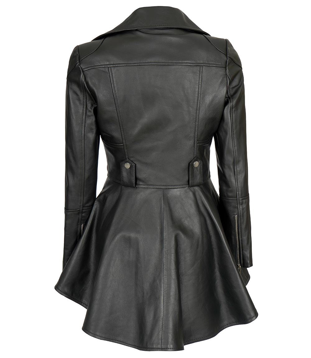 Women's Black Peplum Leather Jacket – Asymmetrical - Rare Leather