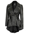 Women's Black Peplum Leather Jacket – Asymmetrical - Rare Leather