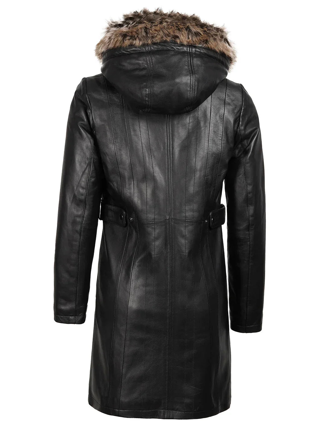 Women’s Black Real Lambskin Leather Hooded Shearling Coat - Rare Leather