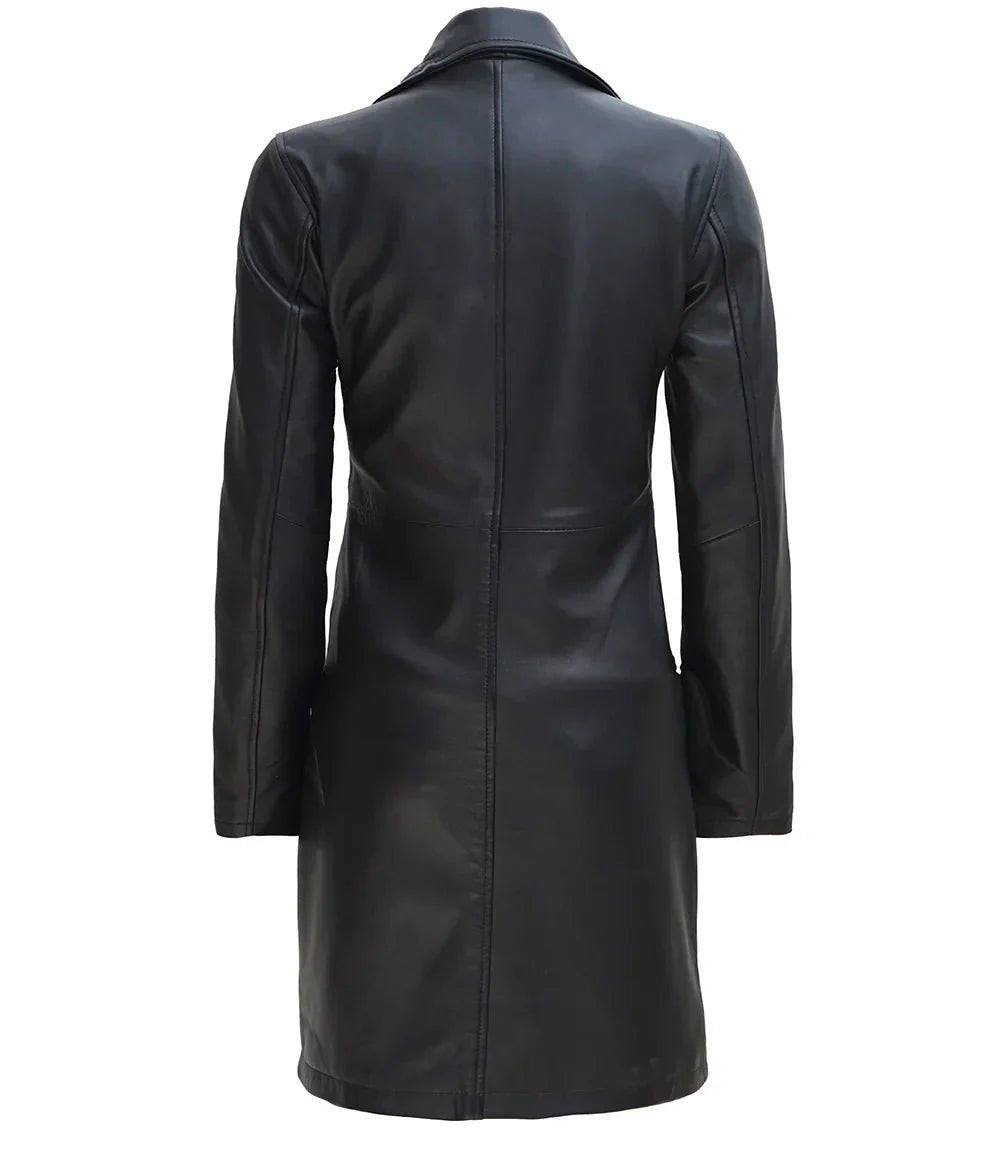 Women's Black Real Leather Car Coat - Vox Leather