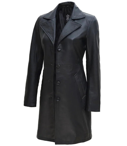 Women's Black Real Leather Car Coat - Vox Leather