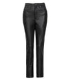 Women's Black Regular Fit Leg Leather Pants - Rare Leather