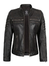 Women's Dark Brown Motorcycle Leather Jacket - Rare Leather