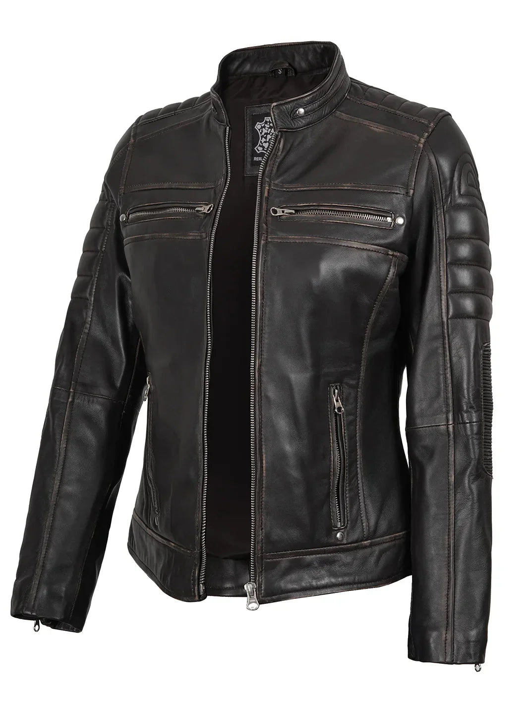 Women's Dark Brown Motorcycle Leather Jacket - Rare Leather