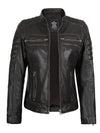 Women's Dark Brown Motorcycle Leather Jacket - Vox Leather