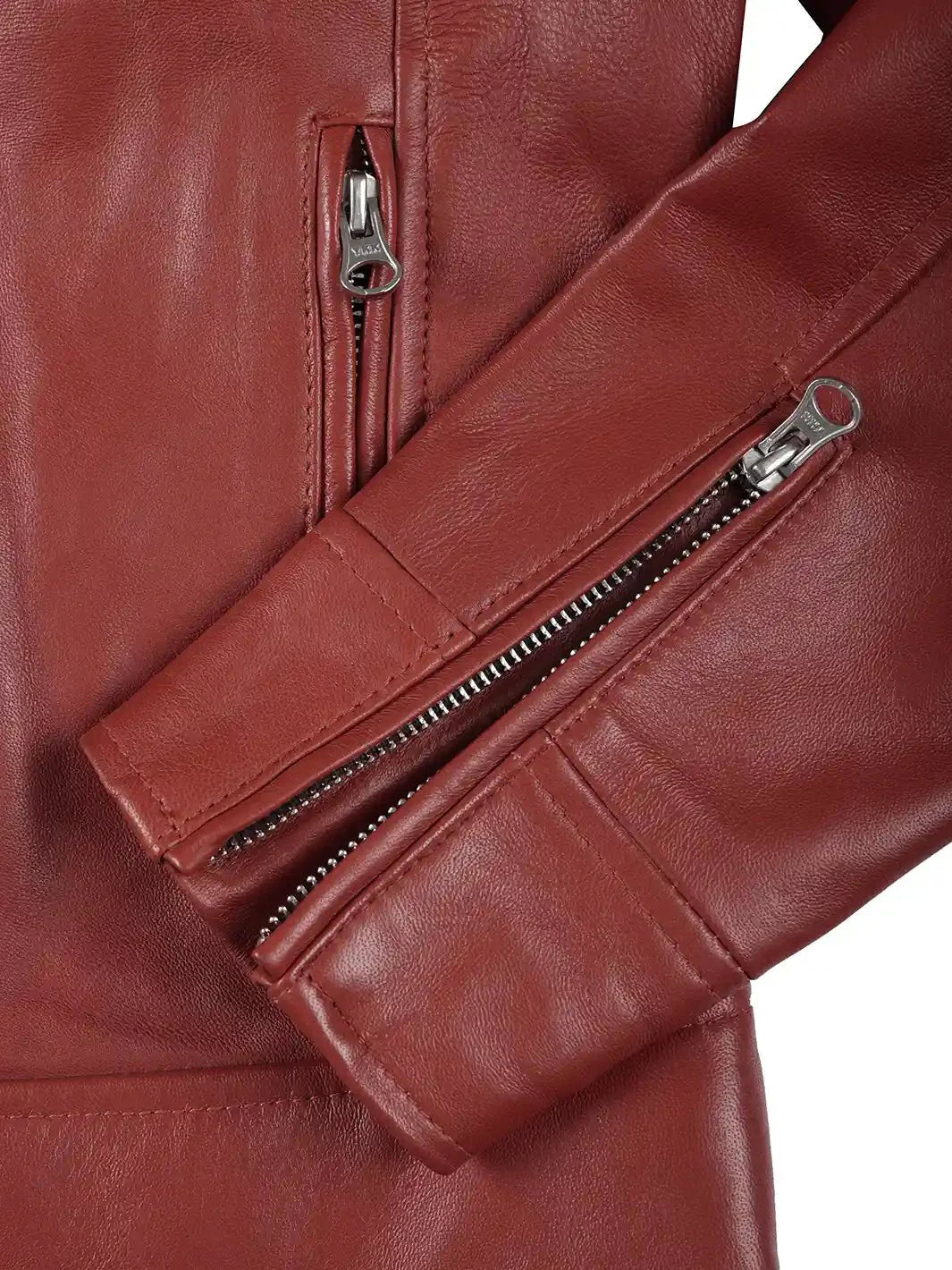Women's Dodge Cafe Racer Red Leather Jacket - Rare Leather