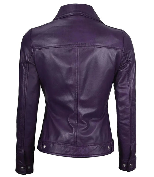 Women's Harrington Purple Leather Jacket - Rare Leather