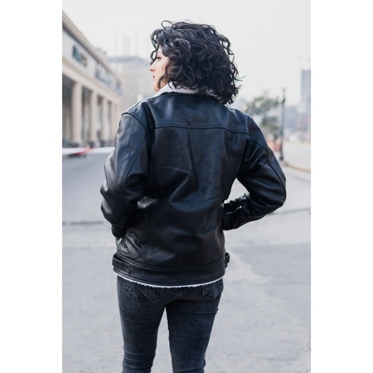 Women’s RAF B3 Aviator Shearling Sheepskin Trucker Jacket - Vox Leather