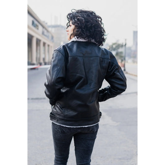 Women’s RAF B3 Aviator Shearling Sheepskin Trucker Jacket - Vox Leather