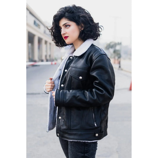 Women’s RAF B3 Aviator Shearling Sheepskin Trucker Jacket - Vox Leather