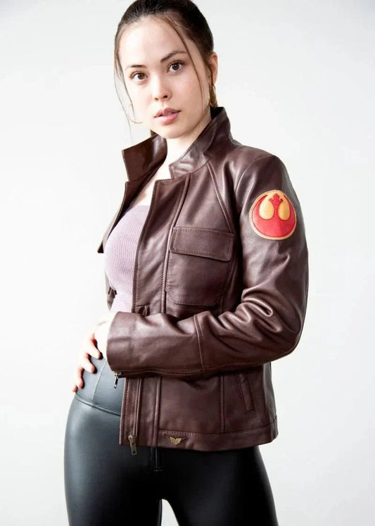 Womens Rebel Alliance Brown Leather Jacket - Vox Leather