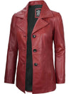Women's Red Real Leather Blazer Jacket - Vox Leather