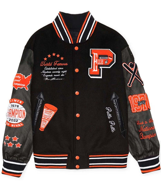 World Famous Black Varsity Jacket - Vox Leather