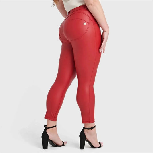WRUP Curvy Faux Leather - High Waisted - Petite Length - Red - Vox Leather