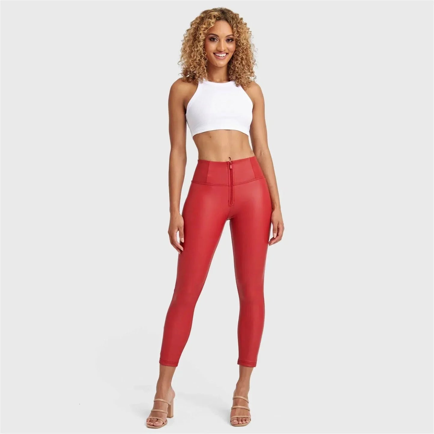 WRUP Faux Leather - High Waisted - Petite Length - Red - Rare Leather