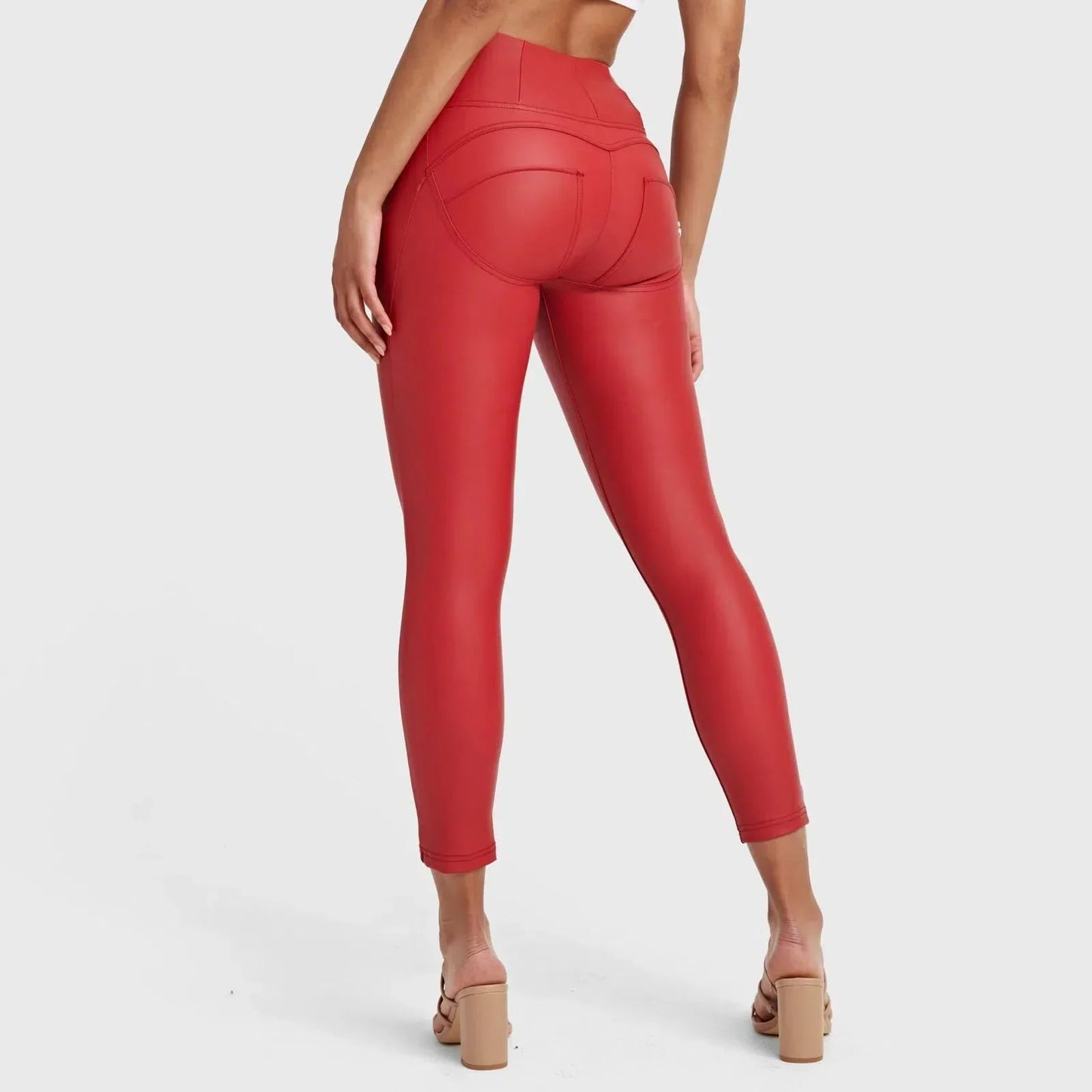 WRUP Faux Leather - High Waisted - Petite Length - Red - Rare Leather