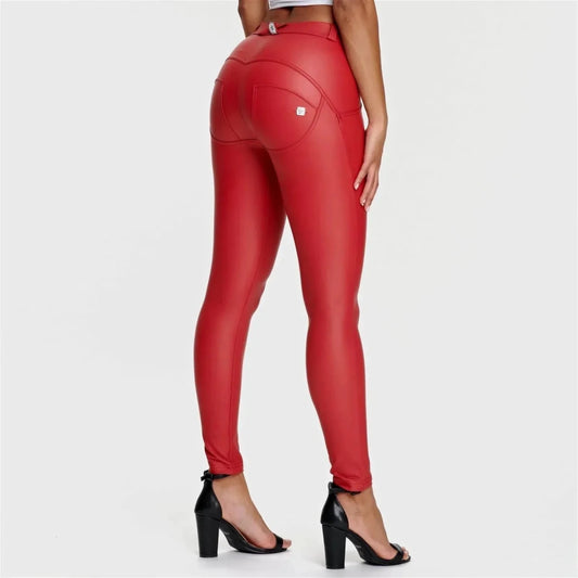 WRUP Faux Leather - Mid Rise - Full Length - Red - Vox Leather