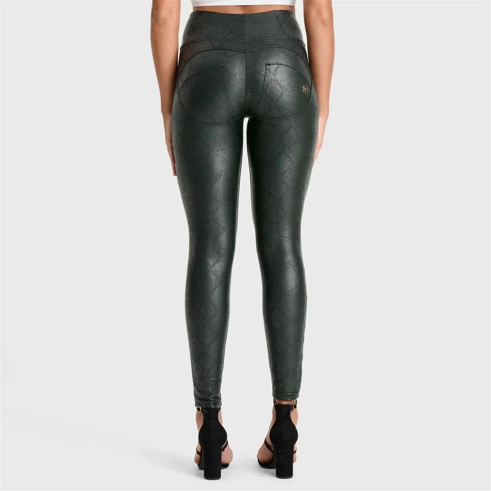 WRUP Python Faux Leather Limited Edition - High Waisted - Full Length - Forest Mist - Rare Leather